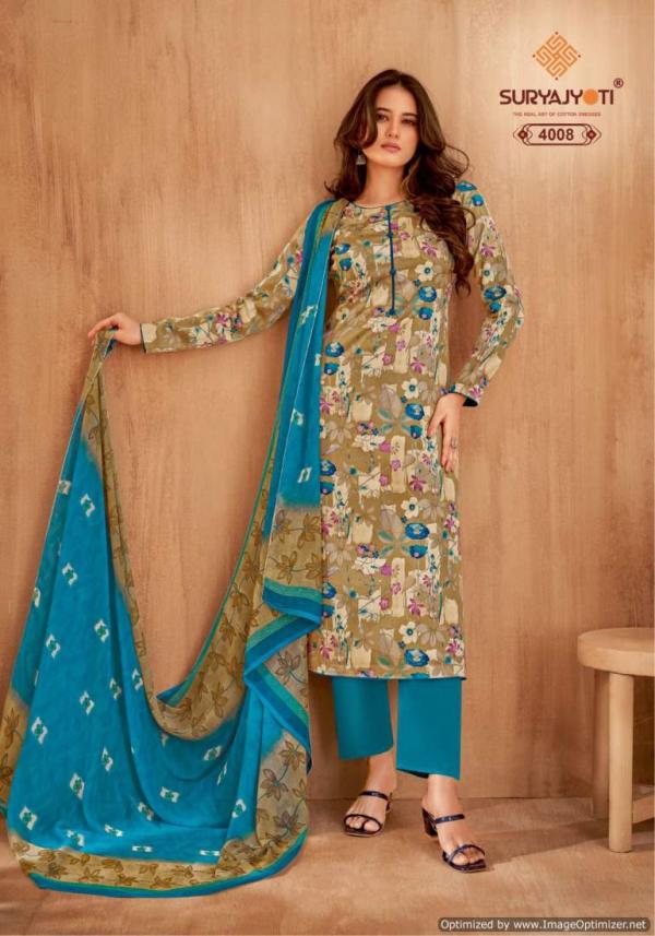 Suryajyoti Naishaa Vol 40 Jaam Satin Cotton Printed Dress Material